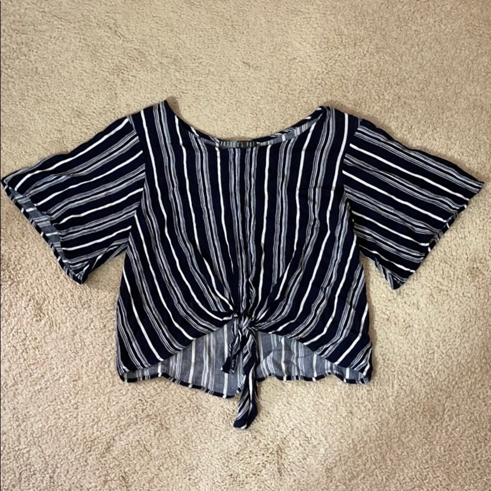 Navy cropped blouse